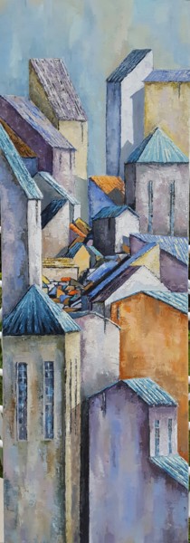 Peinture intitulée "Pointes d'azur" par Patricia Lejeune, Œuvre d'art originale, Huile
