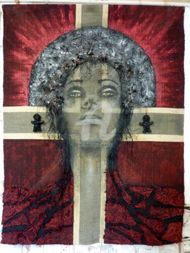 Collages intitulée "2015-10-madone-v-12…" par Domondo, Œuvre d'art originale, Textiles