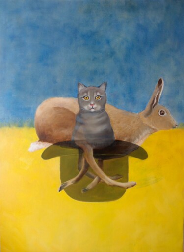 Peinture intitulée "L'INVITE du CHAMELON" par Catherine Chesneau, Œuvre d'art originale