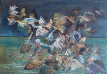 Peinture intitulée "ENVOL" par Catherine Chesneau, Œuvre d'art originale