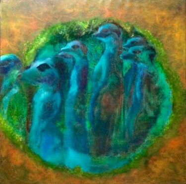 Peinture intitulée "PI- SURICATES" par Catherine Chesneau, Œuvre d'art originale