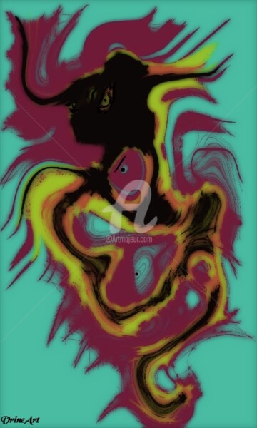 Schilderij getiteld "Taurus draconem" door Vrineart, Origineel Kunstwerk