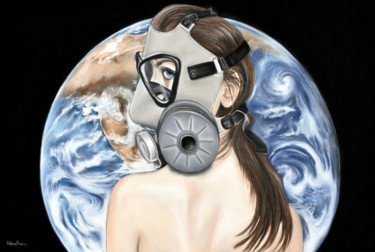 Dessin intitulée "La fin de leur monde" par Hélène Roux, Œuvre d'art originale, Pastel