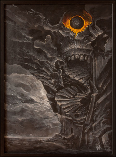 Painting titled "Сolossus Head" by Vladimir Chebakov, Original Artwork, Acrylic