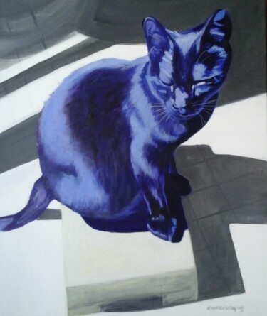"La caresse du soleil" ou "chat noir au soleil" 2 Peinture intitulée ""La caresse du sole…" par Georges Roques, Œuvre d'art originale, Acrylique