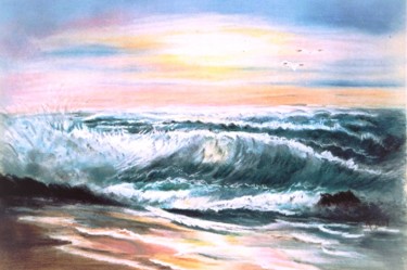 Dessin intitulée "Couleurs du soir" par Maje, Œuvre d'art originale, Pastel