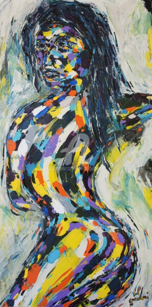 "Indigène." Peinture intitulée ""Indigène."" par Valérie Guerinoni, Œuvre d'art originale, Acrylique