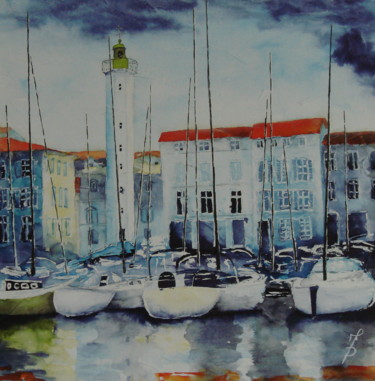Peinture intitulée "port" par Monique Darry, Œuvre d'art originale, Encre