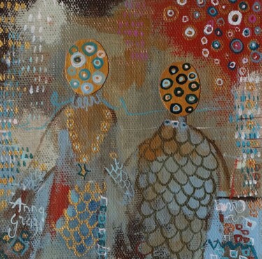 Painting titled "Promenade du soir…" by Anna Grazi, Original Artwork, Acrylic