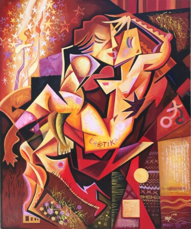Peinture intitulée "Lovers" par Kaola Oty, Œuvre d'art originale, Acrylique