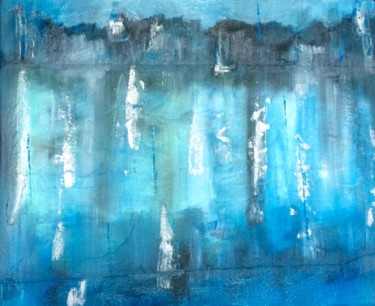 Peinture intitulée "Bleus" par Wilcox, Œuvre d'art originale, Huile Monté sur Châssis en bois