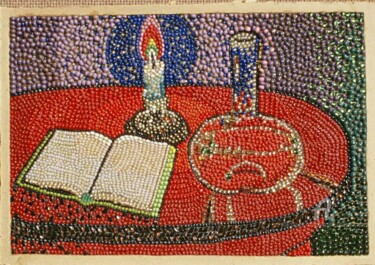 Painting titled "Le livre et candela" by Slobodan Spasojevic (Spaki), Original Artwork, Other