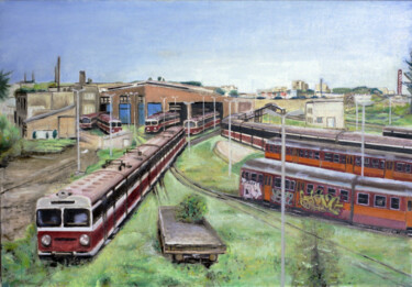 Painting titled "Triage abandonné" by Théodore Bouret, Original Artwork, Oil Mounted on Wood Stretcher frame