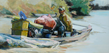 Peinture intitulée "ravitaillement" par Marieline Gerard, Œuvre d'art originale, Huile