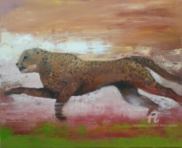 Peinture intitulée "Guépard" par Marie Andrée Hembert, Œuvre d'art originale, Huile