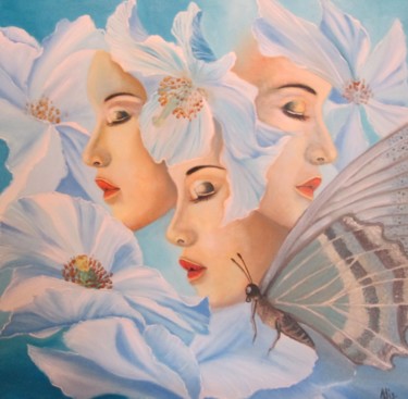 Peinture intitulée "Blue therapy 2" par Alix, Œuvre d'art originale, Huile