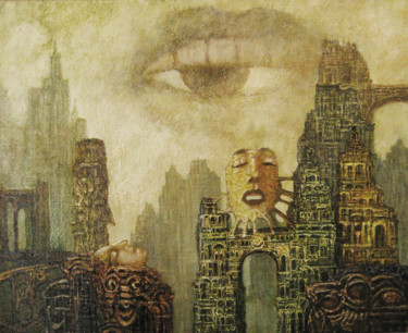 mysterious city Painting titled "mysterious city" by Alexandr Ivanov, Original Artwork, Oil