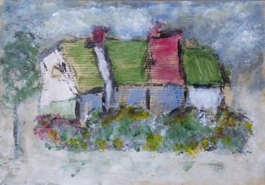 제목이 "maisons fleuries"인 미술작품 Denise Louin-Lecoeur로, 원작, 아크릴