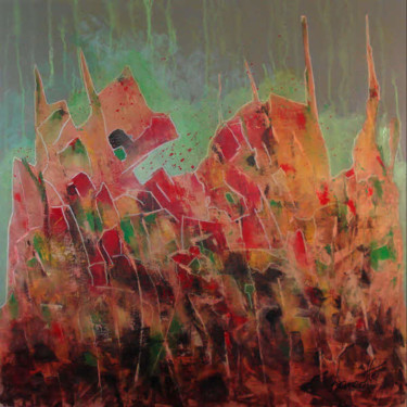 Peinture intitulée "champ-de-fleurs-13.…" par Gilles Hancotte, Œuvre d'art originale, Acrylique