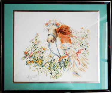 Текстильное искусство под названием "Girl with a horse" - Tektil, Подлинное произведение искусства