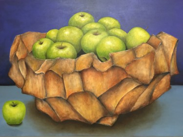 Ζωγραφική με τίτλο "The Green Apples" από Cindy Pance, Αυθεντικά έργα τέχνης, Λάδι