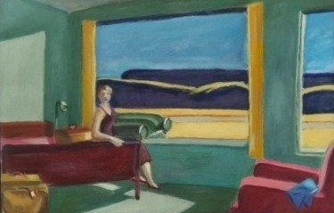 Peinture intitulée "Un soupçon de Hoper…" par Sofiane Hadji, Œuvre d'art originale, Huile Monté sur Châssis en bois