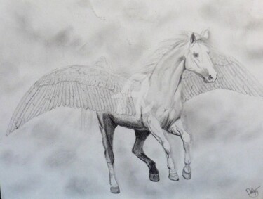Dessin intitulée "Pégase" par Mylène Delpy, Œuvre d'art originale, Crayon