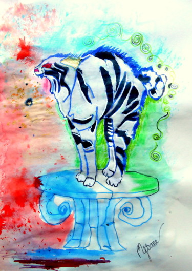 Dessin intitulée "mistigri-crache-le-…" par Mysane, Œuvre d'art originale, Autre