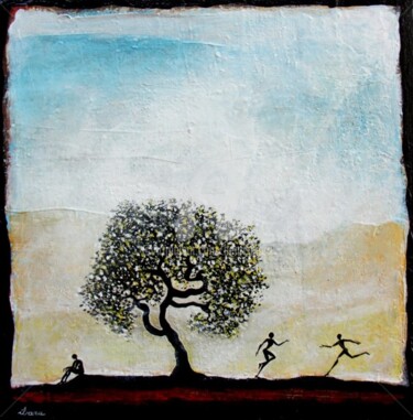 esprit-de-l-arbre-n-36-peinture-d-ibara-acrylique-sur-toile-format-30cm-sur-30cm-encadre.jpg Painting titled "esprit-de-l-arbre-n…" by Henri Ibara, Original Artwork, Acrylic