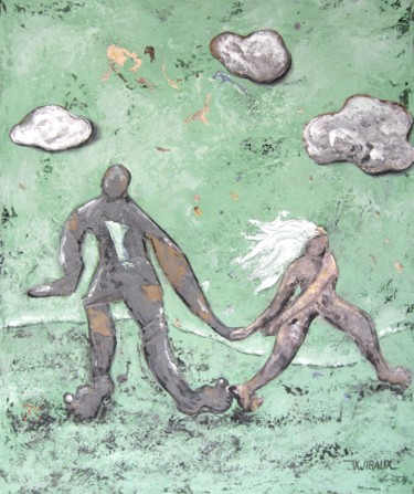 绘画 标题为“Adam et Eve” 由Véronique Wibaux, 原创艺术品, 丙烯 安装在木质担架架上