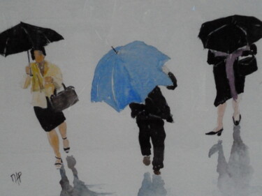 제목이 "sous la pluie"인 미술작품 Marie Lorraine Papelier로, 원작, 수채화
