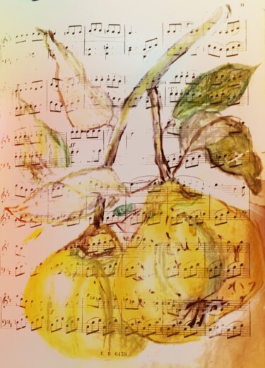 Dessin intitulée "FRUIT SYMPHONY" par Grafi, Œuvre d'art originale, Pastel