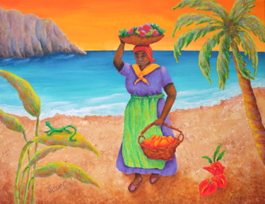 Painting titled "Tropical Harvest" by Allegretto, Original Artwork, Acrylic