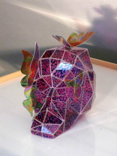 Sculpture intitulée "Vanité aux papillons" par Alexandre H., Œuvre d'art originale, Verre
