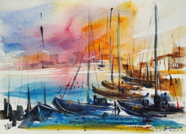 Peinture intitulée "Paesaggio multicolo…" par Tito Fornasiero, Œuvre d'art originale, Aquarelle