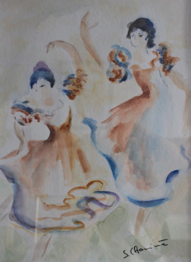 Peinture intitulée "Danse andalouse" par Simone Charriere, Œuvre d'art originale, Aquarelle