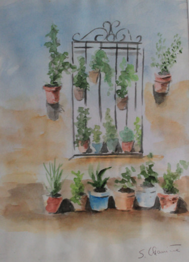 Peinture intitulée "Andalousie" par Simone Charriere, Œuvre d'art originale, Aquarelle