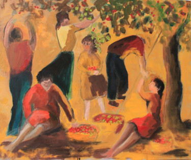 Peinture intitulée "Les cerises" par Simone Charriere, Œuvre d'art originale
