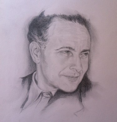 Dessin intitulée "Aragon" par Michèle Rais, Œuvre d'art originale, Graphite