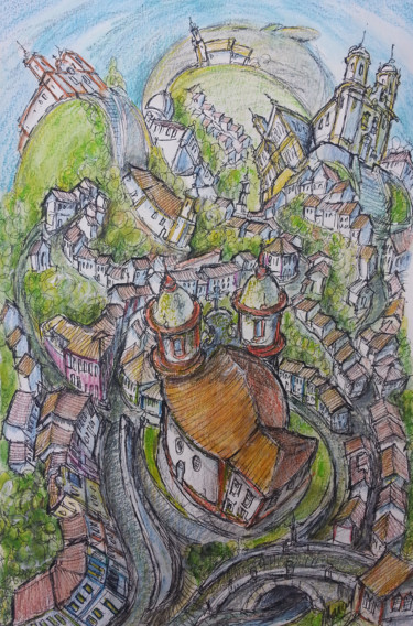 Drawing titled "Becos e ladeiras" by L'Atelier, Original Artwork
