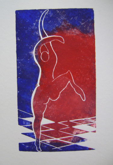 印花与版画 标题为“"Allegria"- version…” 由Nadine Trescartes (fildefériste), 原创艺术品, Linocuts