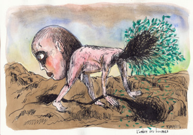 L'ombre des hommes Dessin intitulée "L'ombre des hommes" par Patrick Jannin, Œuvre d'art originale, Encre