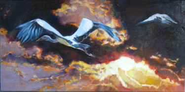 Peinture intitulée "vol-du-soir.jpg" par Marieline Gerard, Œuvre d'art originale, Huile
