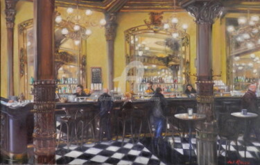 Pintura titulada "La barra del Iruña" por Cristina Del Rosso, Obra de arte original, Oleo