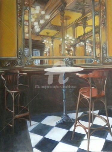 Esperando a una amiga/ Waiting for a friend Pintura titulada "Esperando a una ami…" por Cristina Del Rosso, Obra de arte original, Oleo