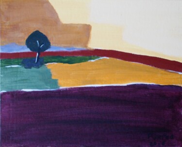 Pittura intitolato "l'arbre dans les ch…" da Gerard Pompee, Opera d'arte originale, Acrilico Montato su Cartone