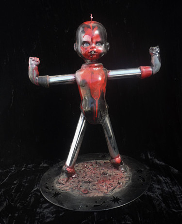 Sculpture titled "Robot" by Nancy Cardinal, Original Artwork, Mixed Media