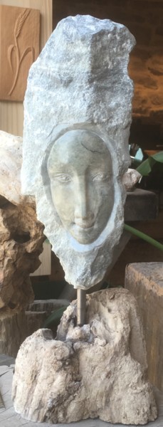 Sculpture intitulée "Visage de femme" par Paul Crochat, Œuvre d'art originale