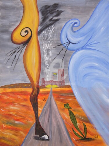 Peinture intitulée "Blowing with the wi…" par Erwin Bruegger, Œuvre d'art originale, Acrylique Monté sur Châssis en bois