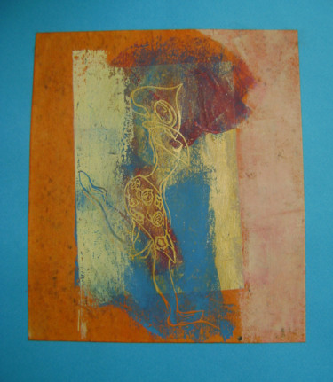 印花与版画 标题为“danse-de-la-pluie” 由Nadine Trescartes (fildefériste), 原创艺术品, Linocuts